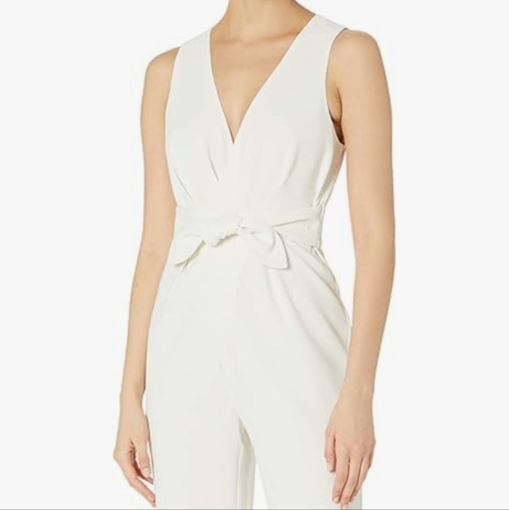 Trina Turk White Tie Waist Jumpsuit Sz 8